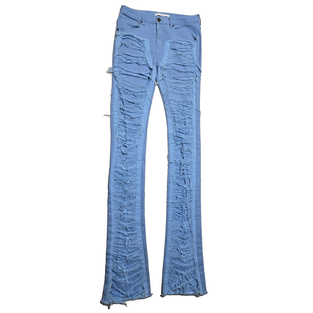 Kloud9 super stacked Jeans size 34''/46" Length color light blue Long.